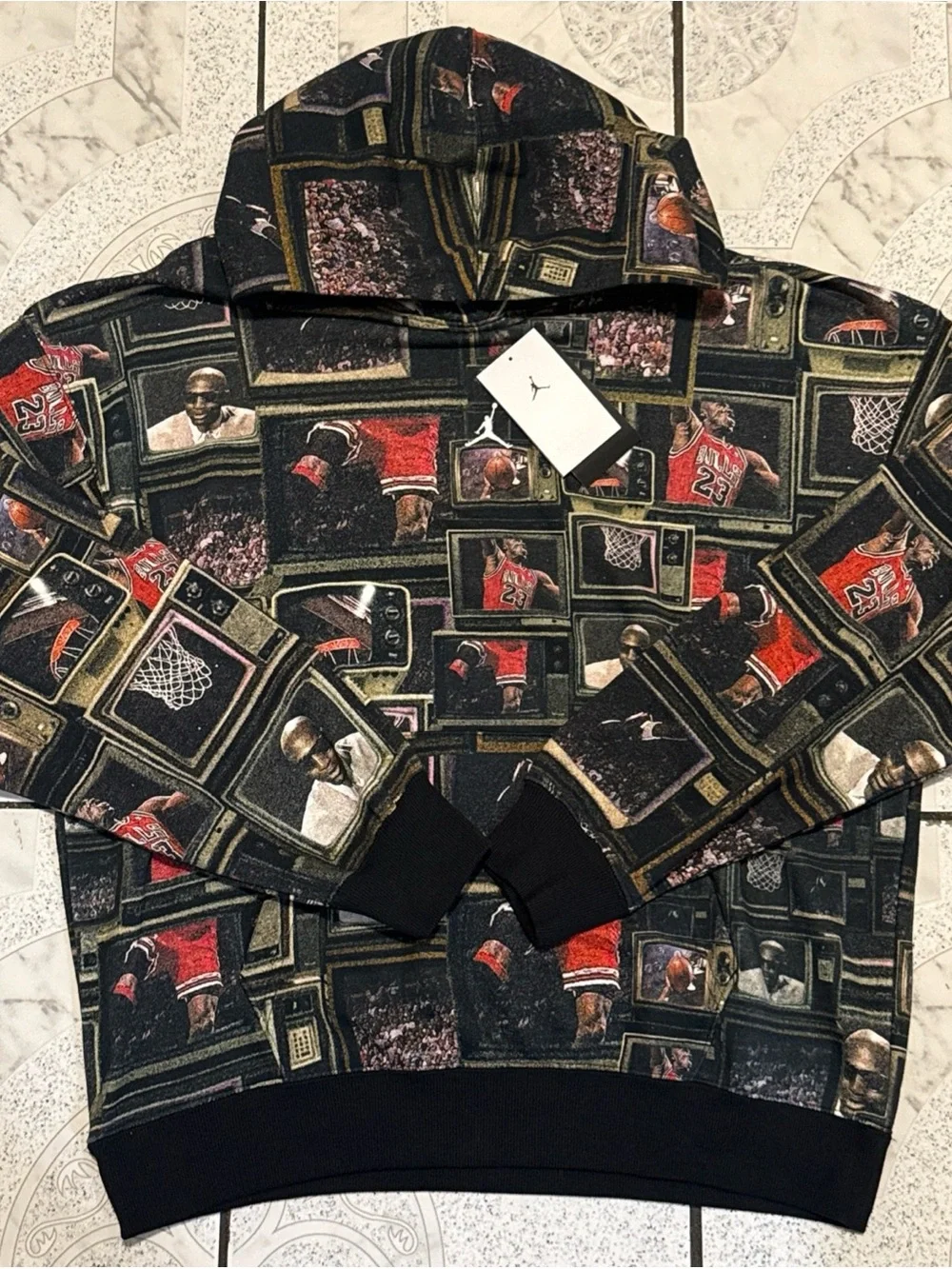 New Jordan Brooklyn Fleece Printed Pullover Hoodie Men’s Size Medium HV0552-010